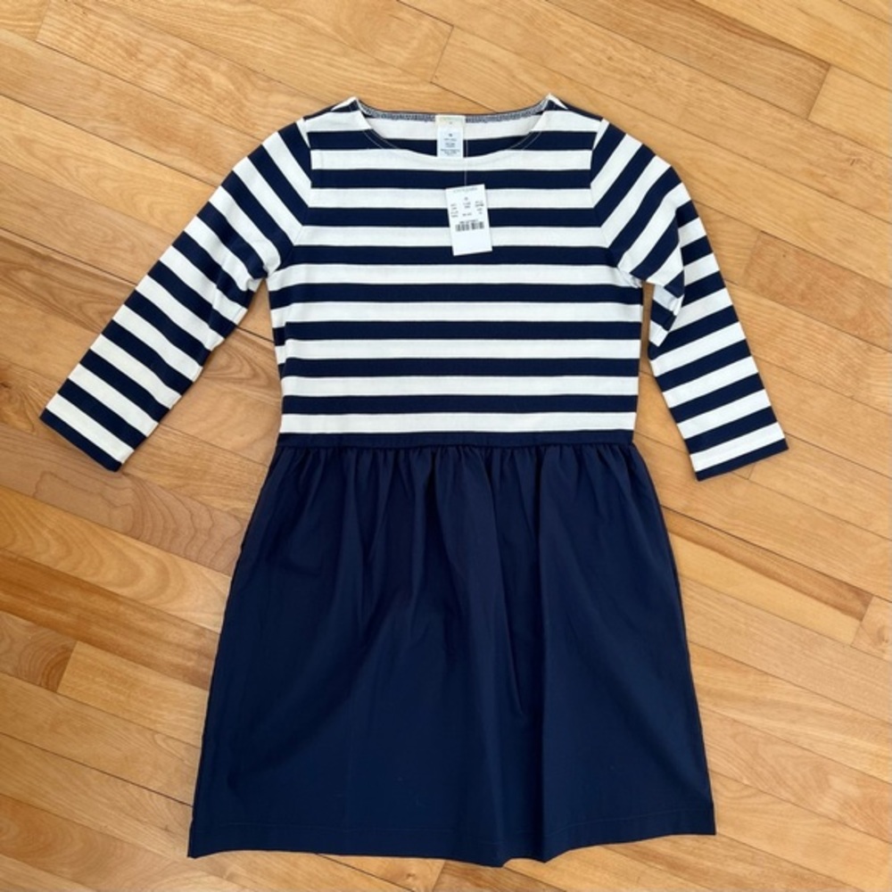 NWT J. Crew Navy Striped Dress - Size 10